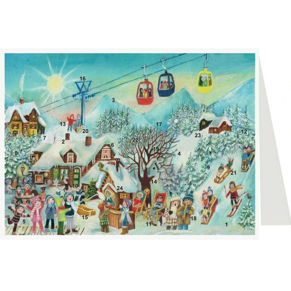 Ski Lift and Slopes Advent Calendar Card by Richard Sellmer Verlag