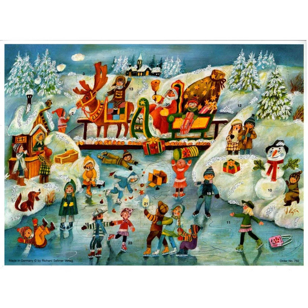 Skating and Santa with Sleigh Advent Calendar by Richard Sellmer Verlag