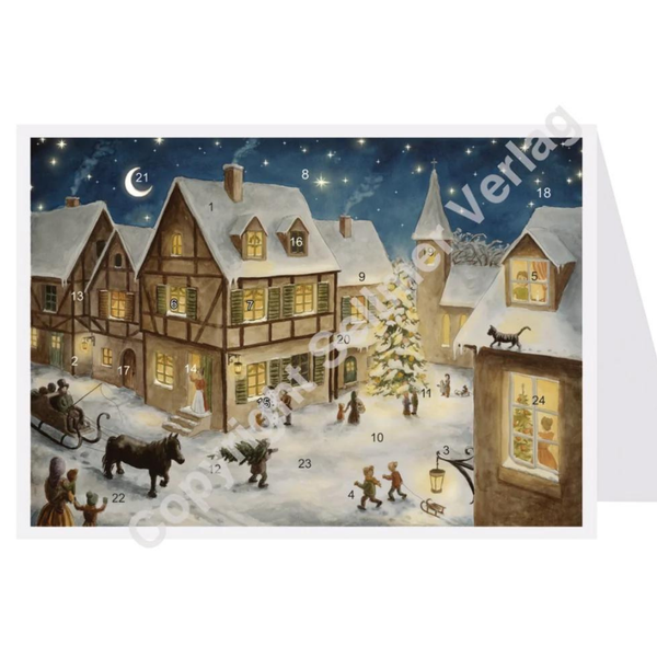 Christmas Eve in the Village Advent Calendar card by Richard Sellmer Verlag