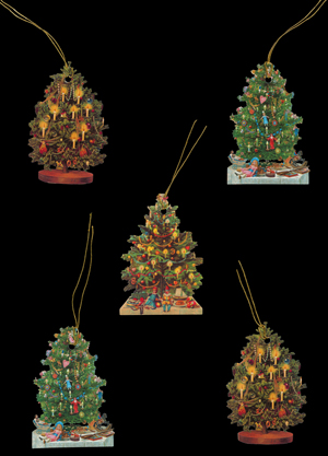 Package of 5 Victorian Style Tree Scrap Gift Tags by Ernst Freihoff Papierwaren