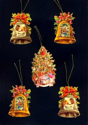 Package of 5 Bells Victorian Style Scrap Gift Tags by Ernst Freihoff Papierwaren