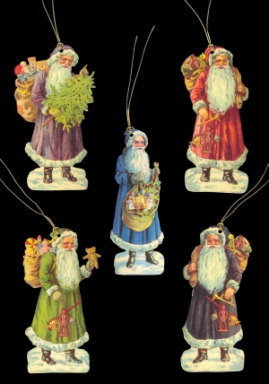 Package of 5 Santa with Bags Victorian Style Scrap Gift Tags by Ernst Freihoff Papierwaren