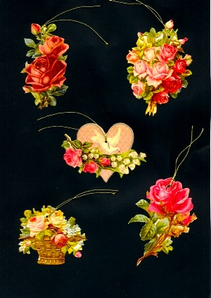Package of 5, Roses Victorian Style Scrap Gift Tags by Ernst Freihoff Papierwaren
