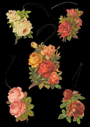 Package of 5 Victorian Style Scrap Assorted Roses Gift Tags by Ernst Freihoff Papierwaren