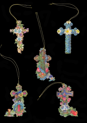 Package of 5 Victorian Style Scrap Crosses Gift Tags by Ernst Freihoff Papierwaren