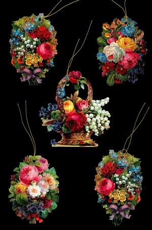 Package of 5 Victorian Style Scrap Flower Gift Tags by Ernst Freihoff Papierwaren