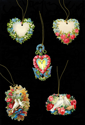 Package of 5 Victorian Style Scrap Dove Gift Tags by Ernst Freihoff Papierwaren