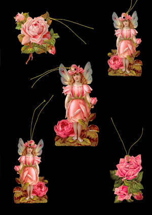 Package of 5 Victorian Style Scrap Fairy Gift Tags by Ernst Freihoff Papierwaren