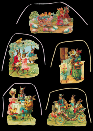 Package of 5 Victorian Style Scrap Easter Ornaments by Ernst Freihoff Papierwaren