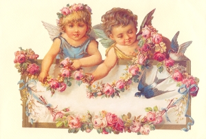 Angels & Bluebirds Victorian Standup Card by Ernst Freihoff Papierwaren