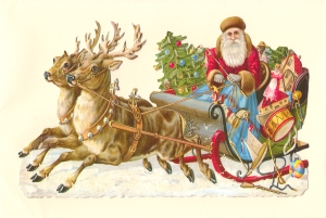 Santa & Reindeer Victorian Standup Card by Ernst Freihoff Papierwaren