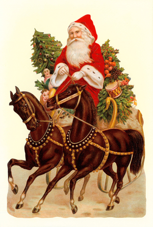 Santa and Horses Victorian Standup Card by Ernst Freihoff Papierwaren