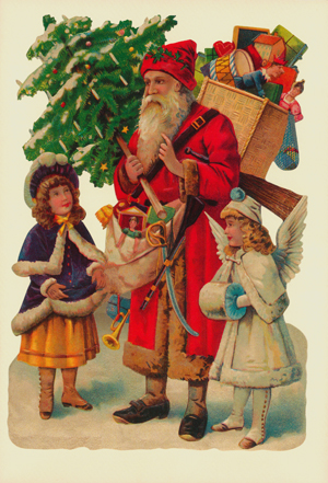 Santa, Angel & Child Victorian Standup Card by Ernst Freihoff Papierwaren