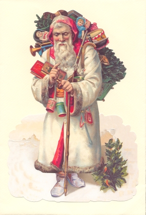 Santa in White Coat Victorian Standup Card by Ernst Freihoff Papierwaren