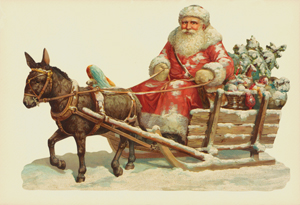 Santa & Donkey Victorian Standup Card by Ernst Freihoff Papierwaren