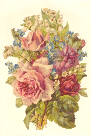 Pink Roses Victorian Standup Card by Ernst Freihoff Papierwaren
