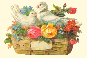 Doves in Basket Victorian Standup Card by Ernst Freihoff Papierwaren
