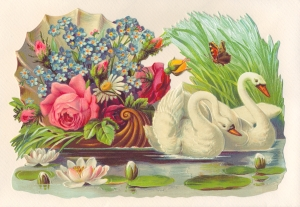 Swans & Flowers Victorian Standup Card by Ernst Freihoff Papierwaren