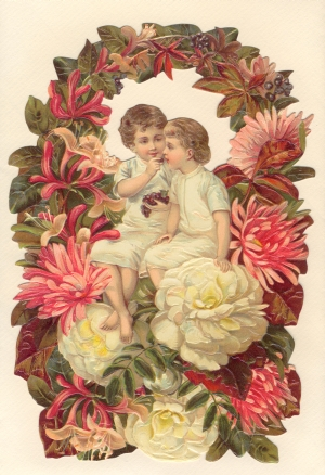 Children in Flowers Victorian Standup Card by Ernst Freihoff Papierwaren