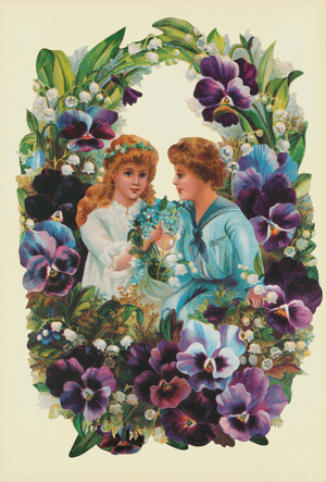 Children in Violets Victorian Standup Card by Ernst Freihoff Papierwaren