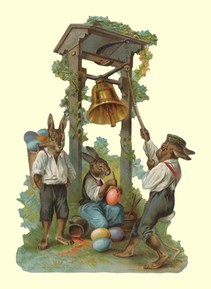 Rabbits and Bell Victorian Standup Card by Ernst Freihoff Papierwaren