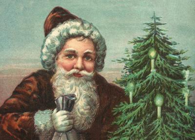 Santa with Tree Postcard by Ernst Freihoff Papierwaren