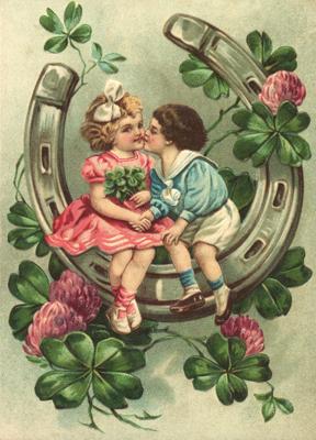 Vintage Style Good Luck Kiss Postcard by Ernst Freihoff Papierwaren