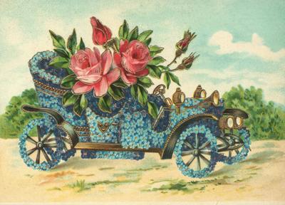 Vintage Style Flower Car Postcard by Ernst Freihoff Papierwaren