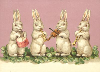 Vintage Style Rabbit Band Postcard by Ernst Freihoff Papierwaren