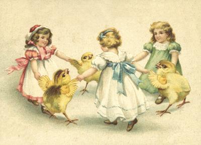 Vintage Style Chicks and Girls Postcard by Ernst Freihoff Papierwaren
