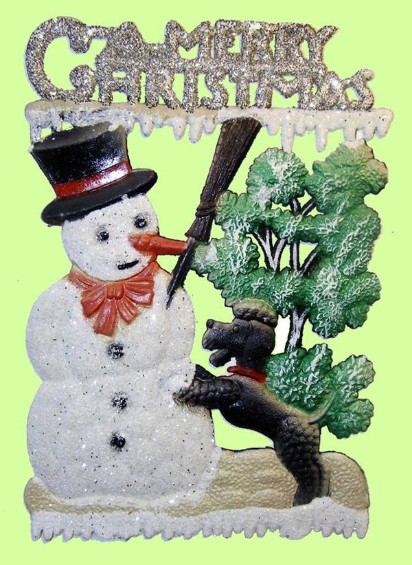 Vintage Style Merry Christmas Old Snowman Wall/Window Decoration by Ernst Freihoff