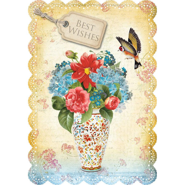 Best wishes flowers and hummingbird Card by Gespansterwald GmbH