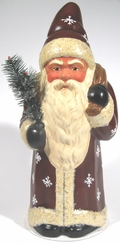 "Touched by Snow" Santa Paper Mache Candy Container by Ino Schaller