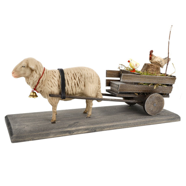 Easter Cart with Sheep and Hen Figurine by Marolin Manufaktur