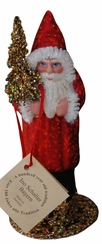 Sponged Red Coat Santa Paper Mache Candy Container by Ino Schaller