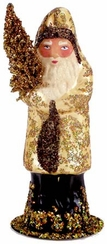 Pearlized Gold Belznickel Paper Mache Candy Container by Ino Schaller