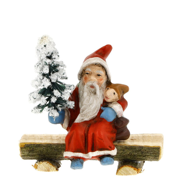Miniature Santa with Tree on Bench by Marolin Manufaktur