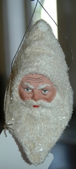 One of Kind White Santa Head Paper Mache Ornament by Werner Brauer in Hannover