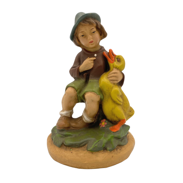 Boy with Young Duckling Figurine by Marolin Manufaktur