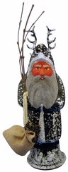 Black Krampus with Silver Trim Paper Mache Candy Container by Ino Schaller