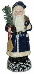 Blue with Bag Santa Paper Mache Candy Container by Ino Schaller