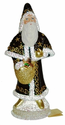 Choco Brown and Gold Santa Paper Mache Candy Container by Ino Schaller