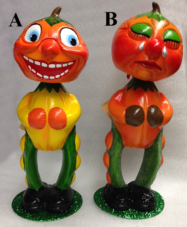 Assorted Pumpkin Nodder Papier Mache Candy Figurines by Ino Schaller