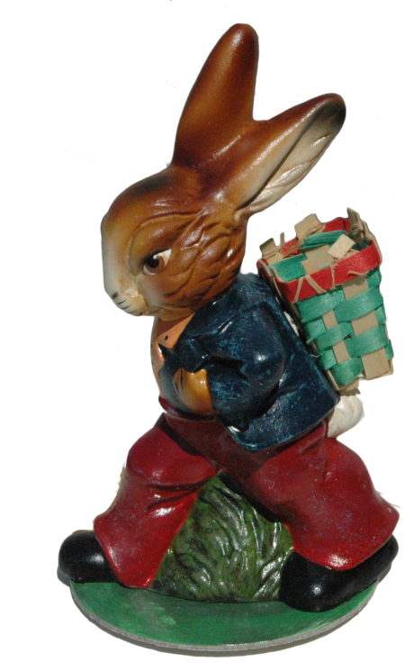 Bunny with Basket Paper Mache Candy Container by Ino Schaller