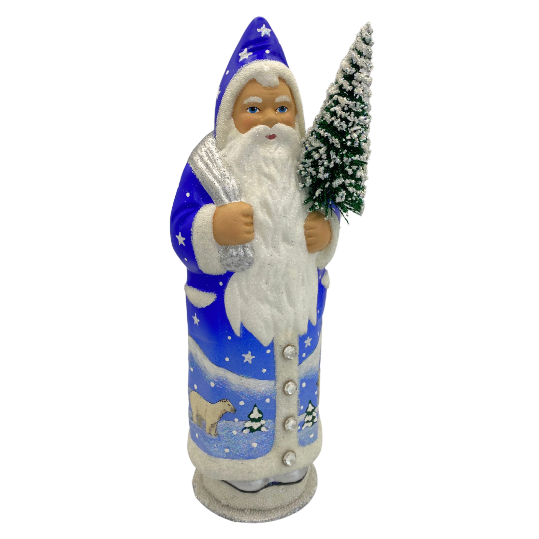 One- of-a-Kind Blue Ombre Santa with Scene by Ino Schaller