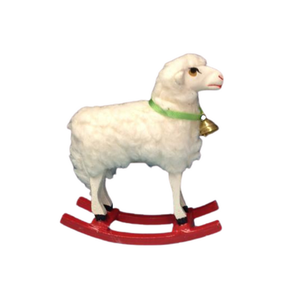 Assorted Sheep on Rocker with Ribbon Papier Mache Figurines by Ino Schaller