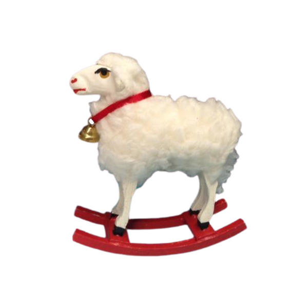 Assorted Sheep on Rocker with Ribbon Papier Mache Figurines by Ino Schaller