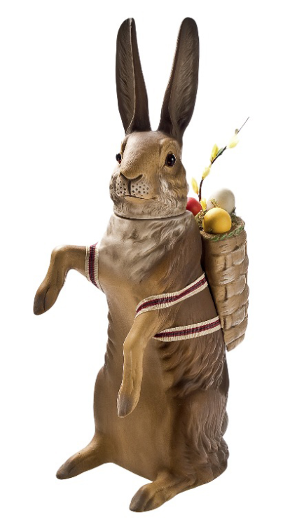 Large Rabbit with Basket Paper Mache Candy Container by Marolin