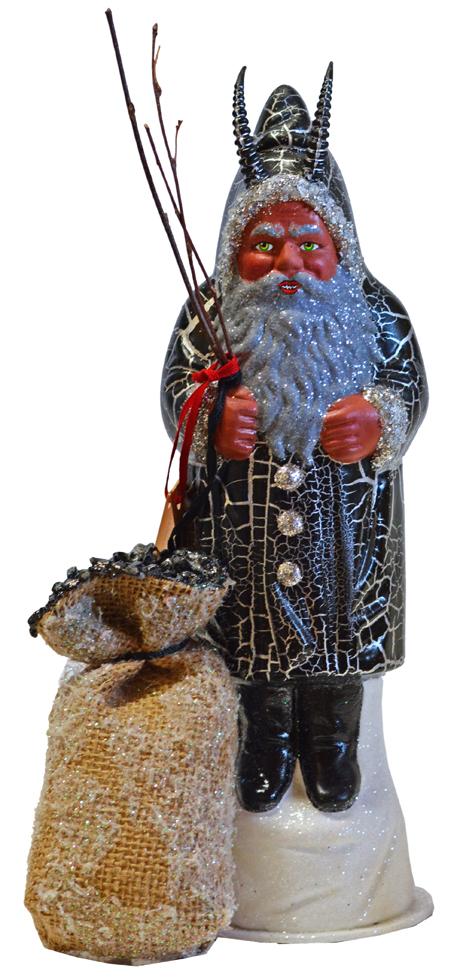 Krampus Candy Container with Coal Bag, black and silver crackle by Ino Schaller