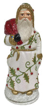 White with Holly Leaves, One of a Kind Papier Mache Candy Container by Ino Schaller